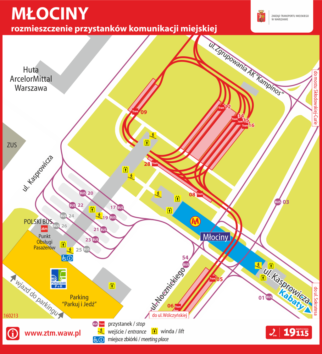 schemat węzła Metro Młociny